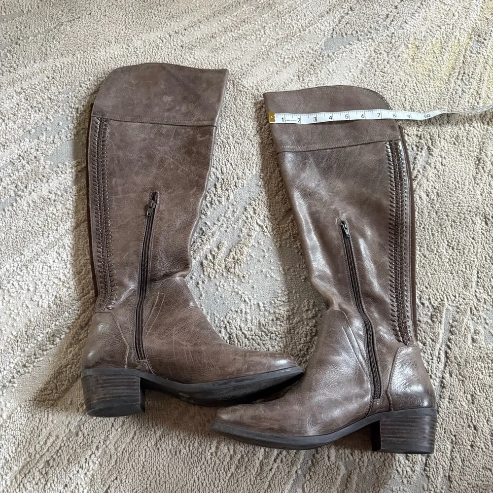 Vince Camuto Bendra tall Boots over the knee gray brown Distressed Leather 9.5